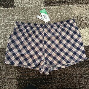 PINK VICTORIA'S SECRET (XL) Navy Plaid Print Tencel Boxy Pajama Shorts Silky